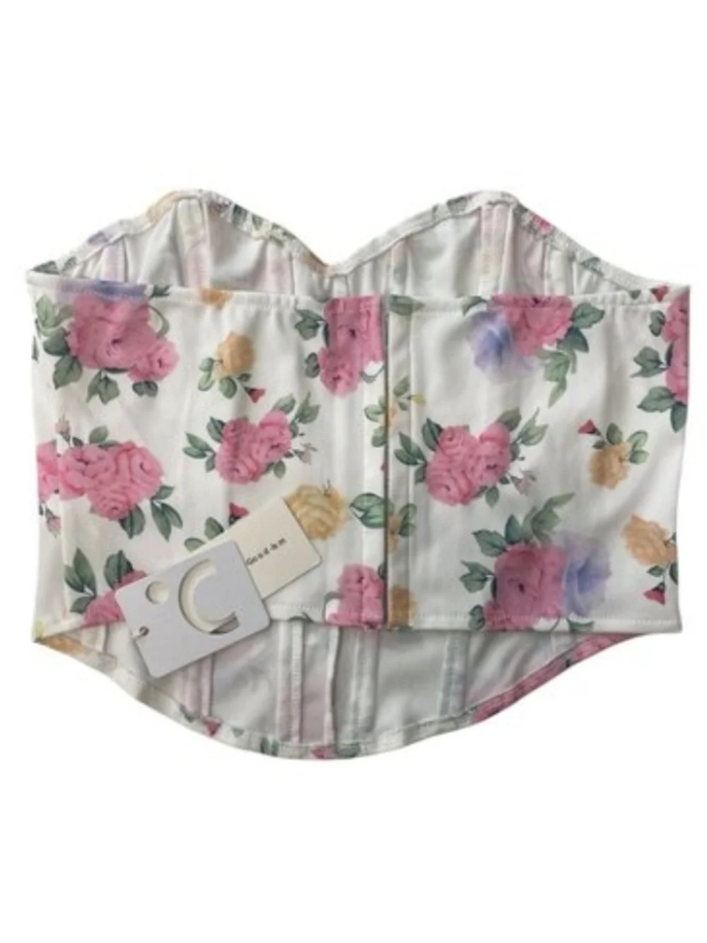 Commense Floral Strapless Corset Top with Pink Roses L NWT - Picture 2 of 5